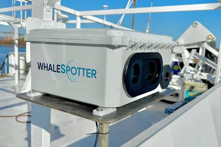 The technology uses thermal cameras and artificial intelligence to detect whales based on the water spewed from their blowholes, which is slightly warmer than the surrounding water.