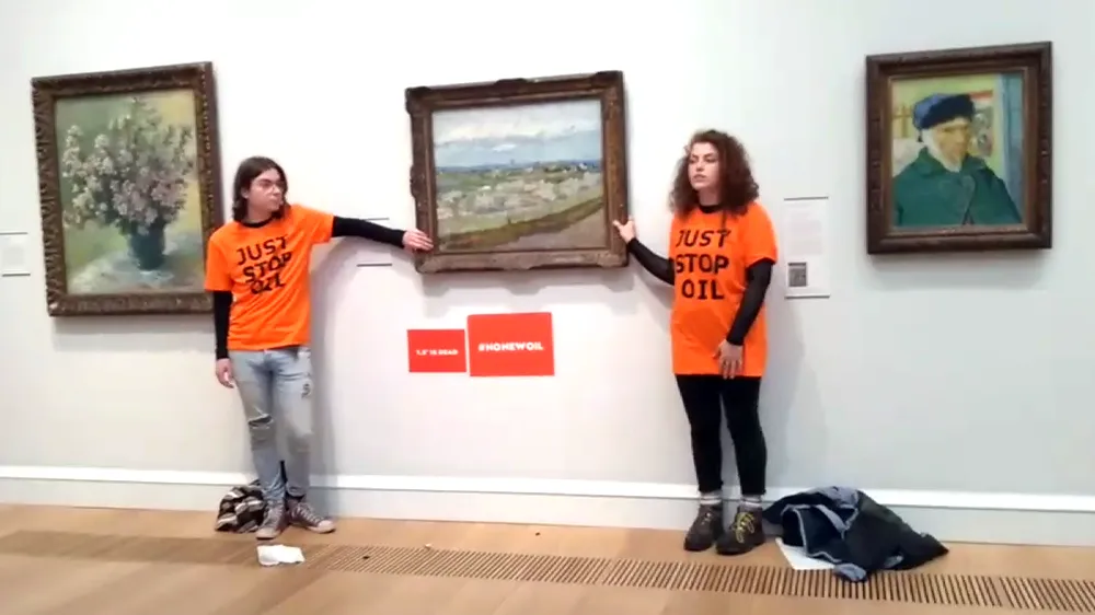 Just Stop Oil group protested politicians' inaction on the climate crisis at London's The Courtauld Gallery this week by glueing themselves to a Van Gogh painting.