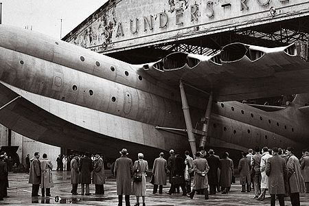 A Rubenesque Princess emerges from a hangar on the Isle of Wight in 1951.