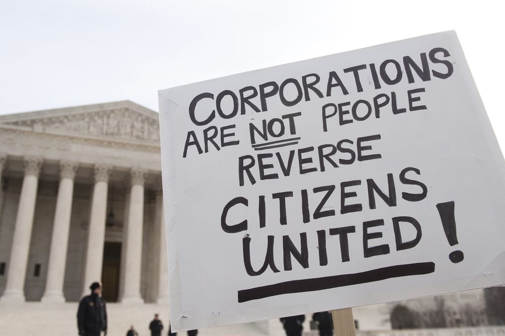 Citizens United protesters outside U.S. Supreme Court