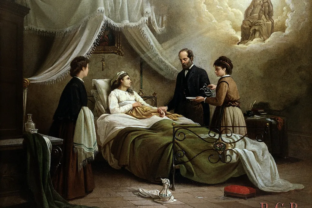 Woman in Bed in a Sick Room