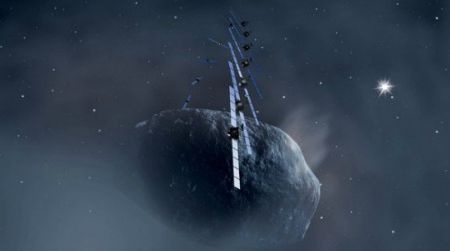 Rosetta eyeing the comet Churyumov-Gerasimenko