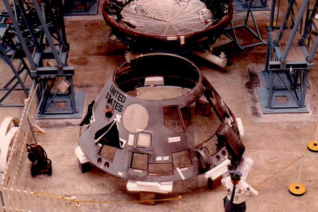 Charred Apollo 1 spacecraft