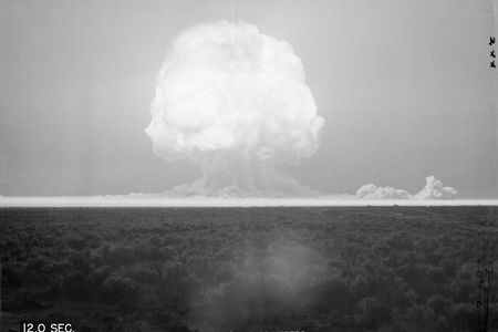 Photo of the world's first atomic explosion at the Trinity Site in New Mexico.