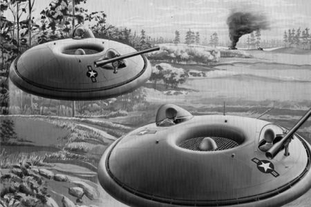 Army Avrocars depicted as "flying jeeps" in company literature
