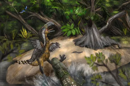 New research suggests a large crocodile-like creature attacked a &quot;terror bird&quot; 12 million years ago.