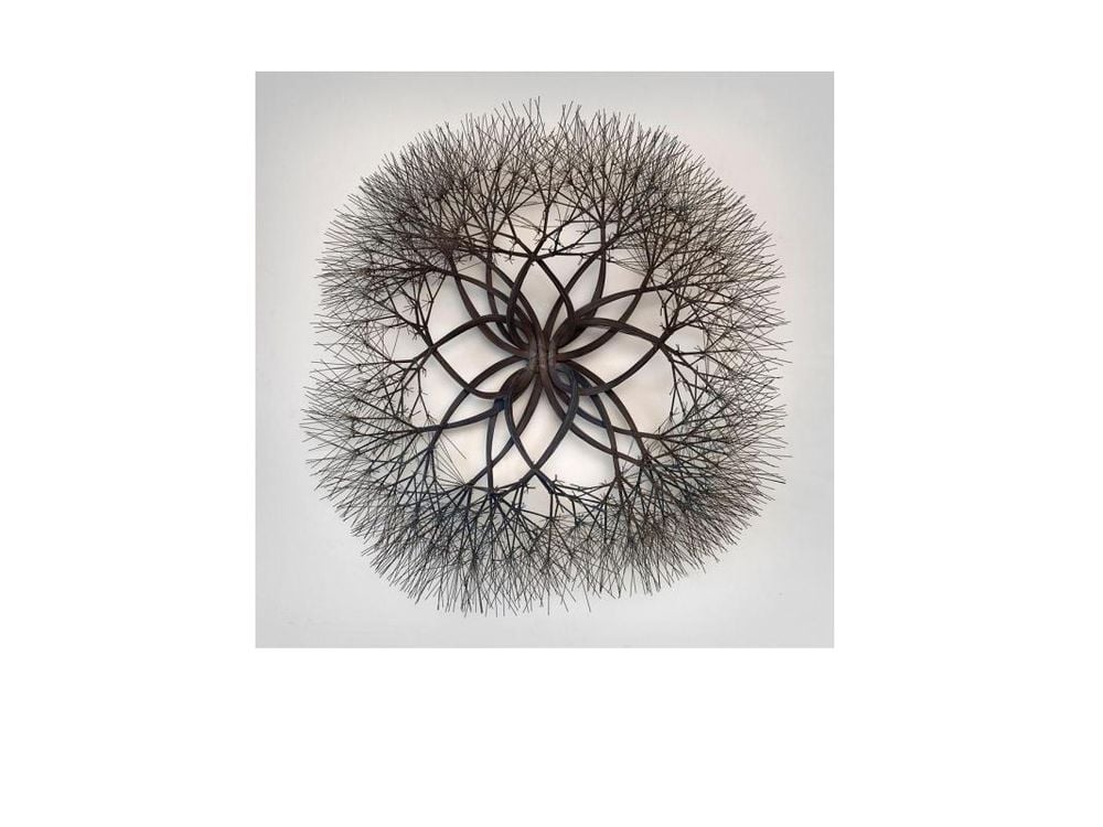 Ruth Asawa, Untitled (S.557, Wall-Mounted Tied Wire, Closed Center Twelve-Petaled Form Based on Nature), bronze wire, 38 x 38 x 12 in. Crystal Bridges Museum of American Art, Bentonville, Arkansas, 2011.39.