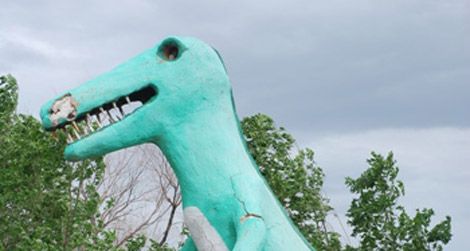 A roadside dinosaur in Jensen, Utah