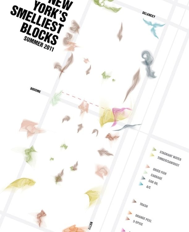 Mapping the Smells of New York, Amsterdam and Paris, Block by Block