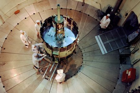 ISEE-3 undergoing testing at the Goddard Space Flight Center, November 6, 1976.