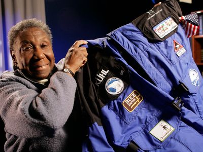 Barbara Hillary shows off the parka she wore on her trip to the North Pole.