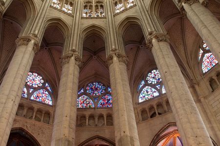 The soaring choir at Beauvais Cathedral was first constructed in the 1200s.