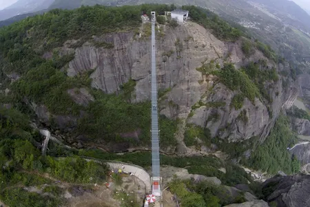 Haohan Qiao, a newly opened 984-foot-long bridge in China's Hunan province. 