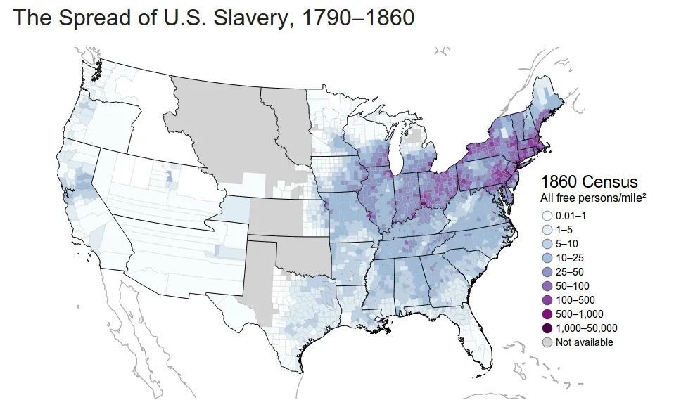 slavery in the south map