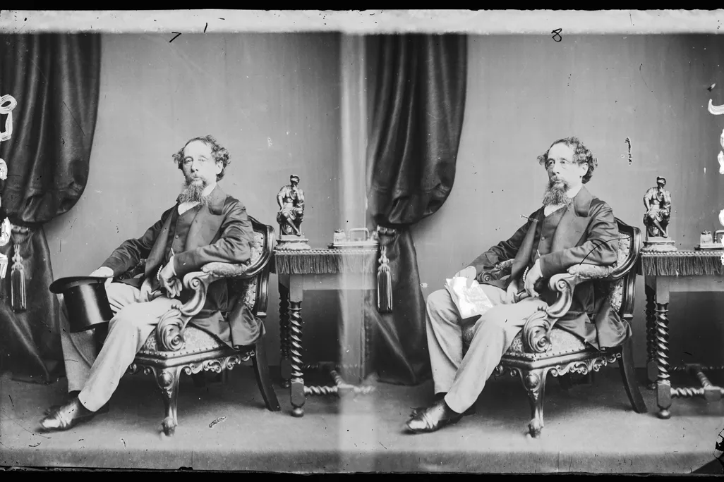 Two portraits of English novelist Charles Dickens