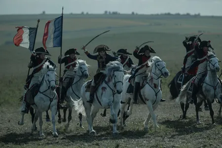 A still from the upcoming film Napoleon, which dramatizes the ambitious military commander and emperor&#39;s rise and fall