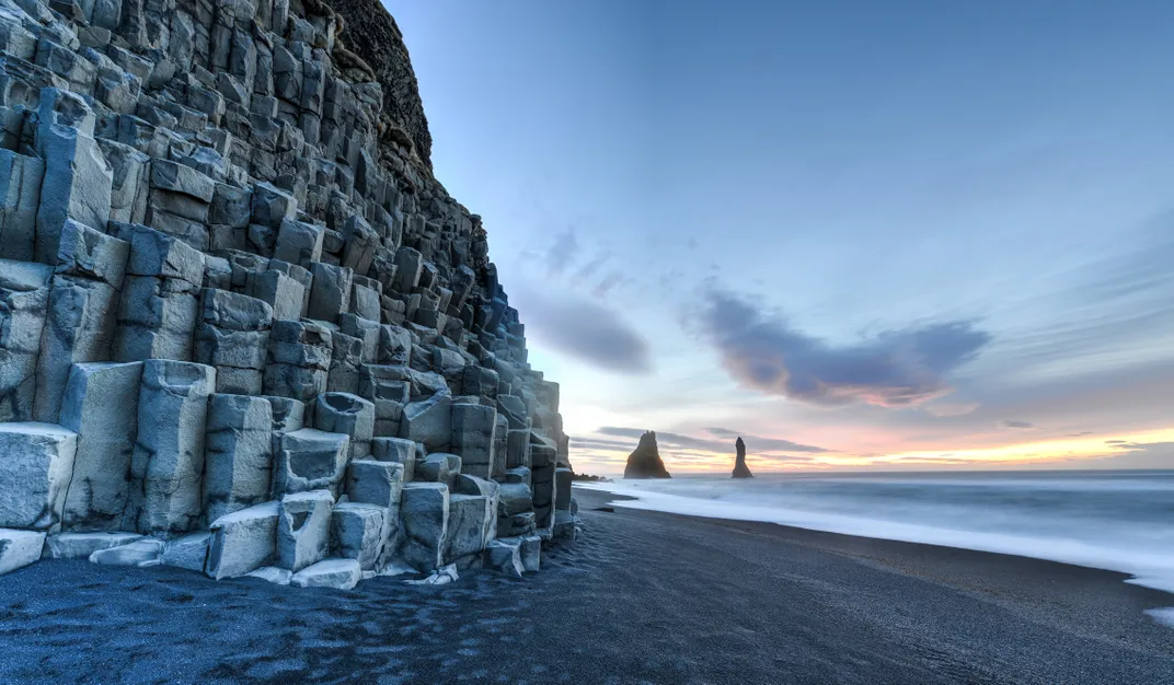 Black sand and basalt columns at Reynisfjara Beach