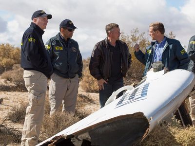 NTSB investigators on the scene of the SpaceShipTwo crash last November.