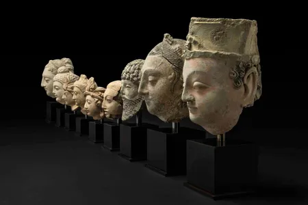 The nine sculpted heads were recovered at Heathrow Airport in 2002