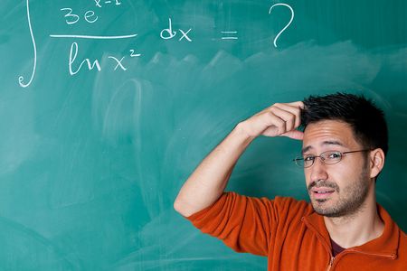 A student tries to solve a math problem.