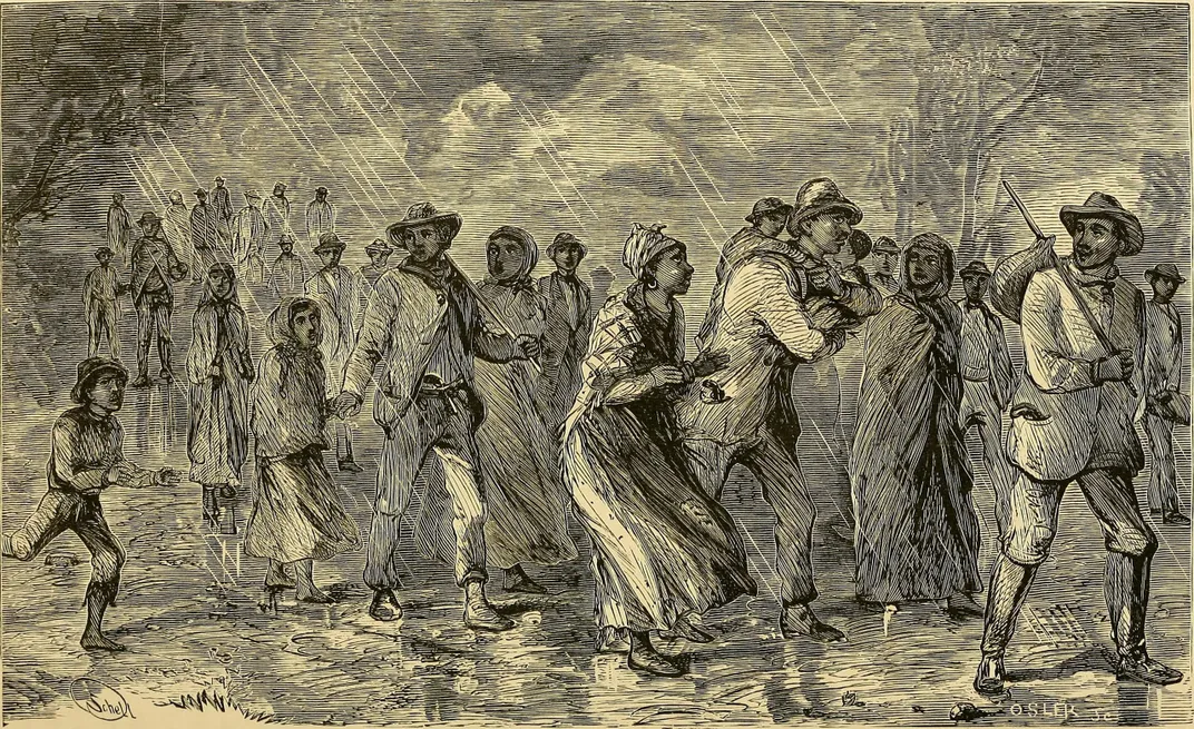 Engraving of a group of fugitives from slavery