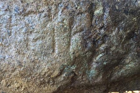 Can you see it? Some of the Etruscan letters found on a sandstone slab in the Mugello Valley
