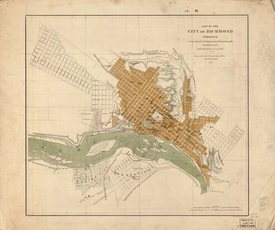 1864 map of Richmond, Virginia