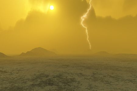 Artist's conception of lightning storms on Venus.