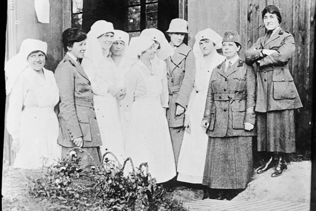Anna von Sholly (far right) and Caroline Finley (second from right) stand proudly with Women’s Oversea Hospitals staff.