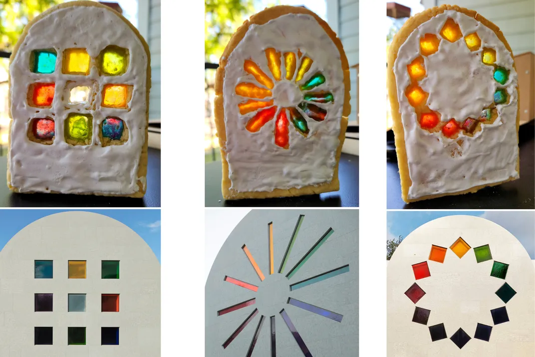 Colorful cookies and colorful stained glass windows