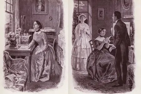 A pair of illustrations from Wilkie Collins&#39; The Woman in White, which launched the sensation novel trend of the 1860s