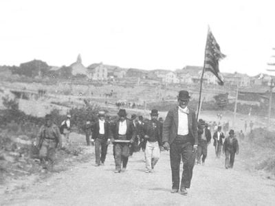 Miners marched to Lattimer, Pennsylvania, on September 10, 1897, to protest harsh working conditions. 