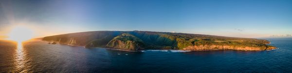 Drone panorama of a sunrise at Pololu Lookout on Hawaii's Big Island thumbnail