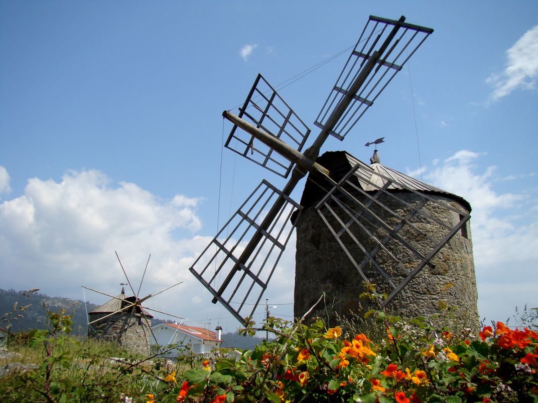 A windmill at Montedor, along the Poruguese Way of the Camino de Santiago