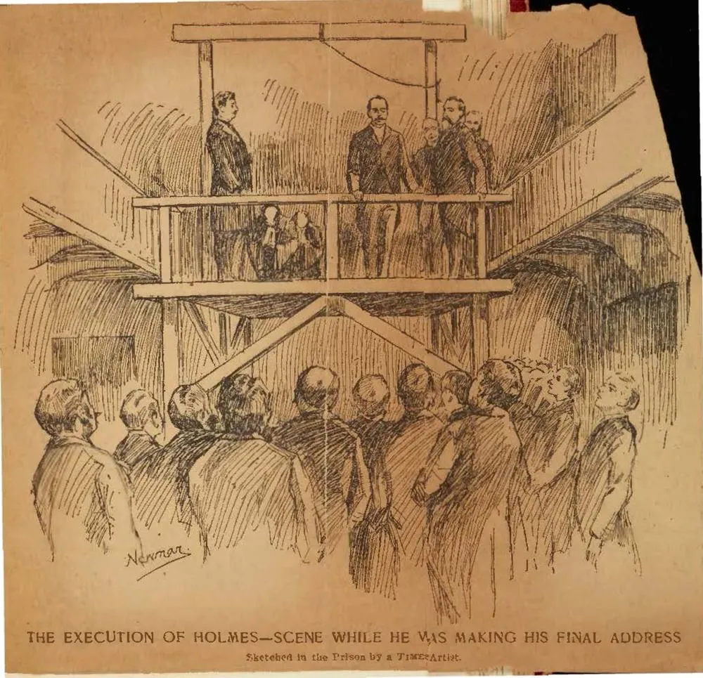 Illustration of H.H. Holmes' execution