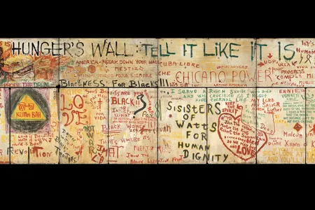 This mural from the collection of the National Museum of African American History and Culture comprises 12 painted plywood panels. It was originally created and displayed in the Resurrection City encampment on the National Mall in Washington, D.C. during the summer of 1968. Resurrection City activists filled the boards of the 32-foot-long wall with slogans, quotes and art.
