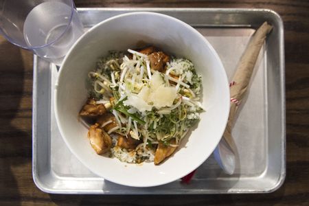 Ginger chicken donburi from Ivan Ramen at Gotham West Market tastes as delicious as it looks. 