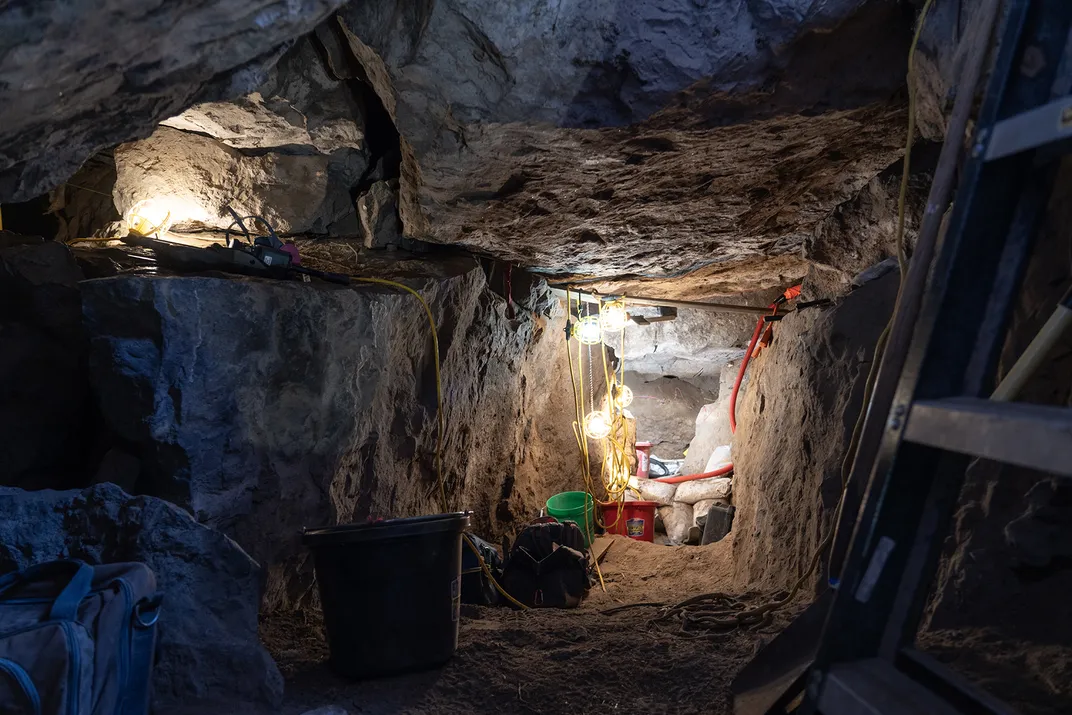Entrance of the cave where the weapons were found