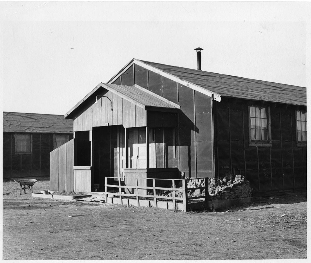 Some of the Japanese Americans incarcerated at Tule Lake used scrap lumber to build porches for their barracks