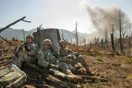 Soldiers with the 173rd battle company, on a battalion-wide mission in the Korengal Valley in the village of Yakachina, Oct 19, 2007
