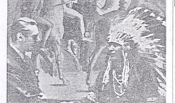 Paul Lester Wiener and an unidentified advisor for the U.S. Pavilion murals