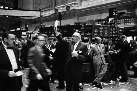 The New York Stock Exchange trading floor in 1963.