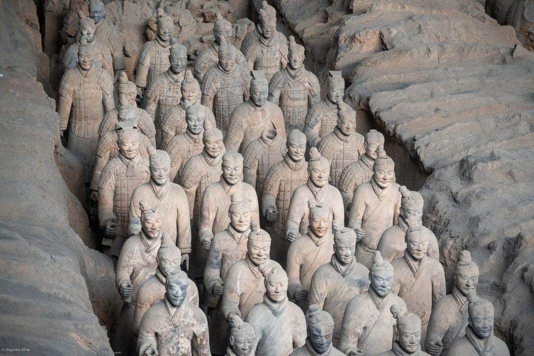 View of the terra-cotta warriors in Qin Shi Huang's mausoleum