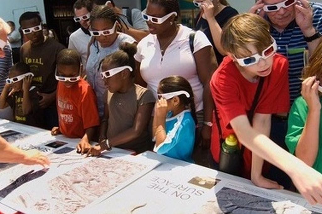 Visitors from Mars Day 2008 get a 3-D look at the surface of Mars.