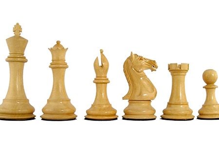 Traditional chess pieces in the Staunton design