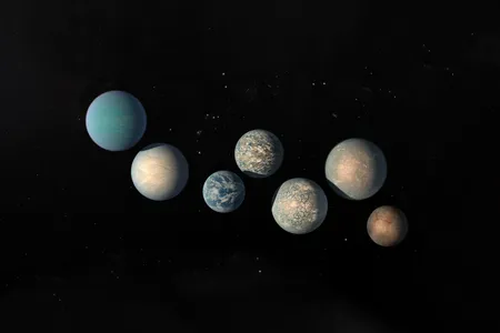 For now, we can only imagine what the seven exoplanets in the TRAPPIST-1 system, 39 light years away, look like. Found in 2015 and 2017, they orbit a red dwarf star and are about the same size as Earth.
