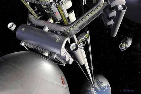 A concept design for a space elevator.