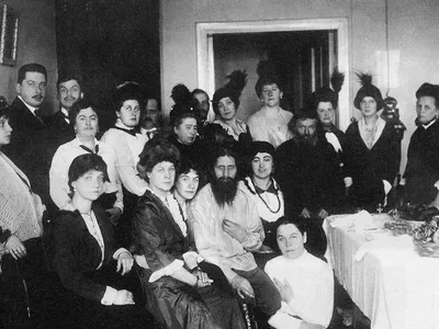 Rasputin with his acolytes in 1914