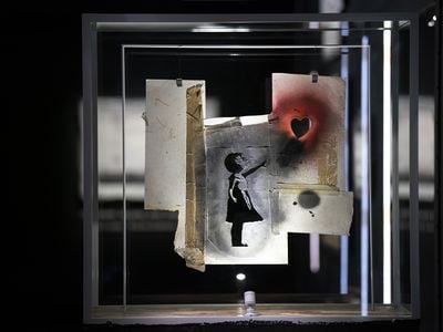 The original stencil for Banksy&#39;s Girl With Balloon is among the items on display in a new solo show at Glasgow&#39;s Gallery of Modern Art.