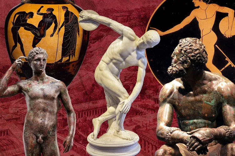 An illustration of ancient Greek statues of athletes